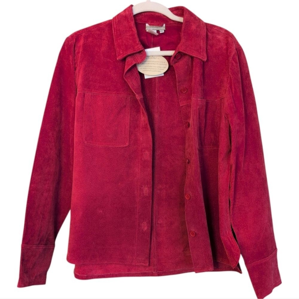 NWT Coldwater Creek red suede shirt jacket shacket size Medium vintage